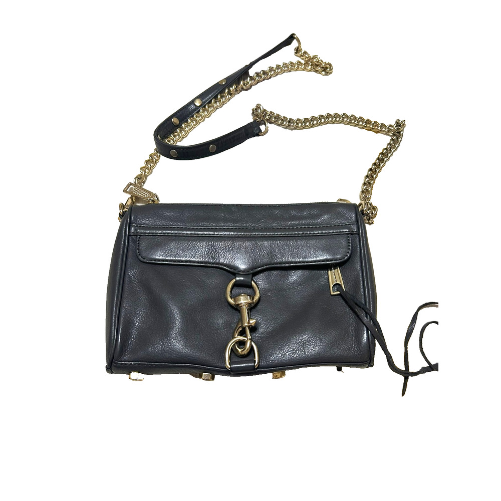 Rebecca Minkoff Mini Mac Crossbody Bag Charcoal Gray Leather Chain Shoulder